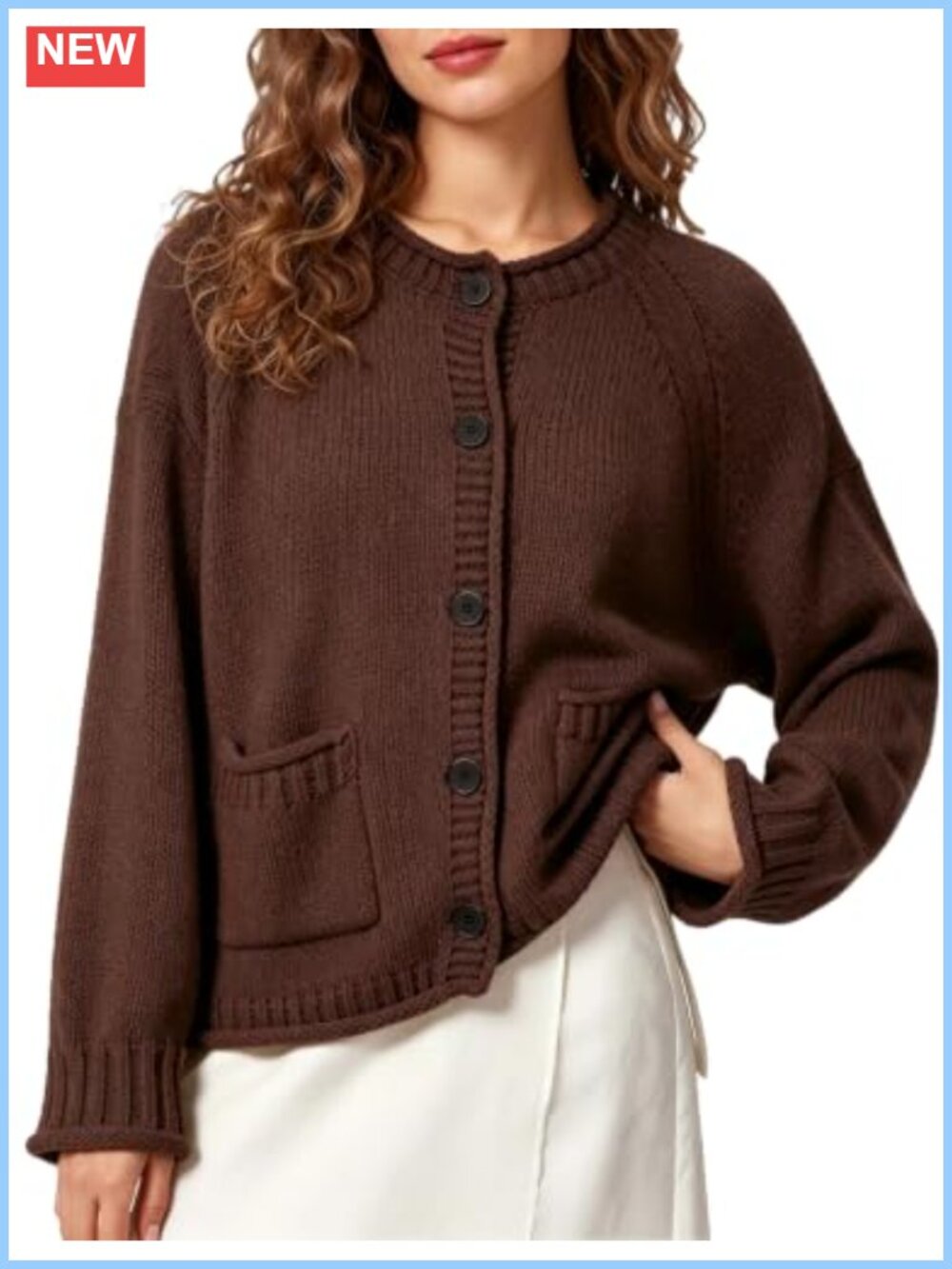 Chunky Knit Rollneck Cardigan Button Down Sweater with Pockets